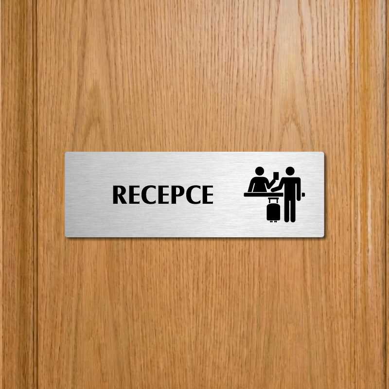 Recepce, 200x66mm, stříbrná popiska s okrasným rámečkem